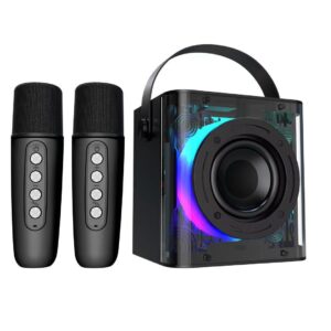 Transportable Bluetooth Karaoke Speaker with USB Connectivity, RGB LED Lights, Excessive-Efficiency Out of doors Stereo, Battery-Powered, Plastic Design