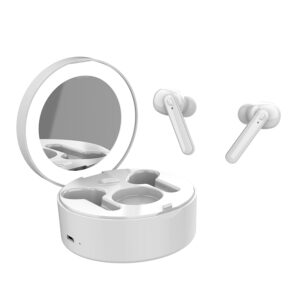 Wi-fi Stereo Earbuds with Make-up Mirror and Cellular Holder – True Wi-fi Headset with Microphone